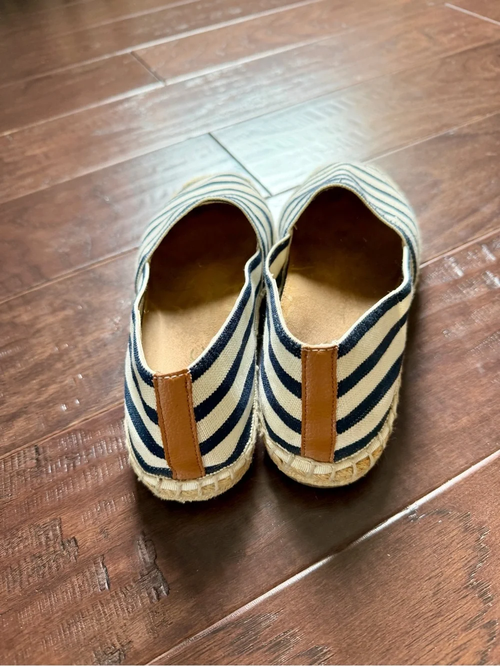 Vionic Navy and Cream Striped Slip-On Espadrilles
